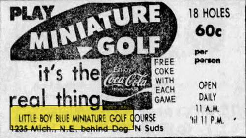 Little Boy Blue Miniature Golf - Aug 30 1973 Ad (newer photo)